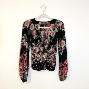 Free People Floral Satin Top